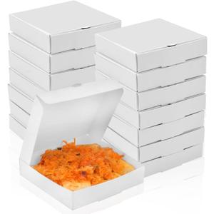 WANGDEFA 50 Pcs Mini Pizza Boxes 3.5 x 3.5 Square Cardboard Mini Pizza Box for Celebrations Party Favors Christmas Birthdays Valentines Day Weddings (White)