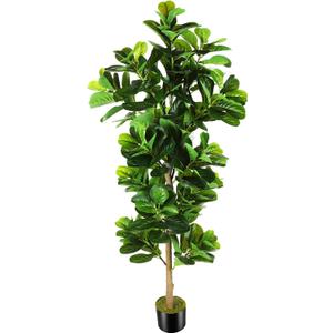 OXLLXO 7.3ft Artificial Fiddle Leaf Fig Tree (87in) with Plastic Nursery Pot Faux Tree, Ficus Lyrata Fake Plant for Office House Farmhouse Living Room Home Decor (Indoor/Outdoor)