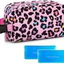 Choco Mocha Small insulated Snack Bag Kids Freezer Snack Bags Small Cooler Bag for Kids, School Insulated Lunch Bags, Cheetah Pink