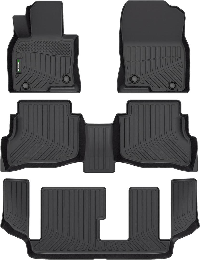 ANBINGO Floor Mats Custom for Mazda CX-9 (7 Passenger, 2nd Row Bench Seat) 2016-2023 Waterproof Car Mats All Weather Mats Guard Automotive CX9 Floor Liners Front & Rear & 3rd Row -Black