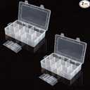 2 Packs 30 Large Grids Sewing Thread Organizer Storage Box,with Adjustable Dividers,Clear Plastic Container Holder for Embroidery,Washi Tape , 5.5x11