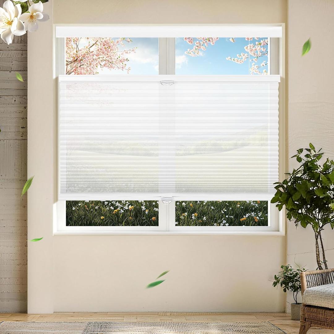 Allesin Top Down Bottom Up Cellular Shades,Blackout Blinds Noise Reduction, Cordless Cellular Shades Room Darkening Honeycomb Blinds, Light Filtering (White,36"x72")