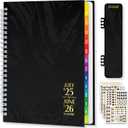 Decorably 12 Months Gold Foiled Monthly and Weekly Black Planner July 2025 to June 2026, 6.4x8.3in 104 Pages Spring-Bound Academic College Planner 2025 for School, Office, Home Planning