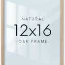 12x16in Oak Wood Picture Frame Set of 3,12"x16" Beige Minimalist Wooden Poster Frames,Natural Solid Wood Picture Frame for Wall Art,Photos,Prints, 16"L x 12"W 3Pack