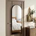 58"x20" Arched Full Length Door Mirror, Over-the-Door Hanging, Floor Standing, Wall Mounted or Leaning, Metal Frame Body Mirror for Bedroom, Living Room, Closet, Dorm, Black