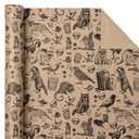 WRAPAHOLIC 30 Inch Kraft Animal Wrapping Paper Roll - 30 Inch x 33 Feet - Vintage Funny Trash Friends Opossum Rat Crow Cat Skunk Mouse Design Perfect for Birthday, Party, Holiday