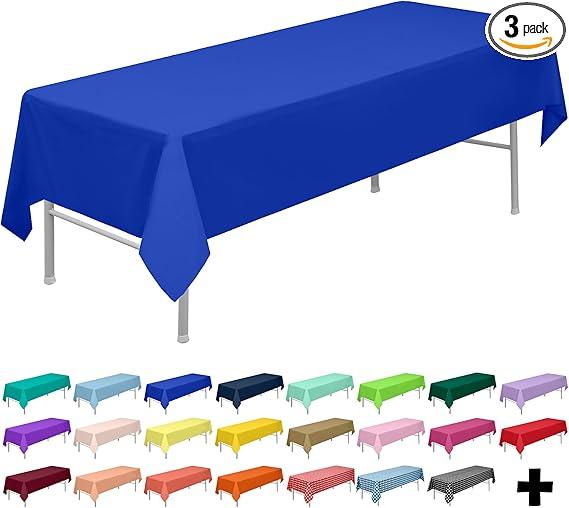 PARTY ULYJA Royal Blue Tablecloths Plastic 3-Pack Premium 54 Inches x 108 Inches Disposable Table Covers Decorative Table Cloths for Rectangle Tables