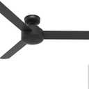 Hunter 52 inch Indoor Ceiling Fan No Light - Black Modern Ceiling Fan without Light, 3 Blades, Standard Mount, For Bedroom, Living Room, or Kitchen, Wall Control - Presto 50810, Matte Black