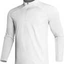 GEMYSE Men's Quarter Zip Pullover Long Sleeve Running Shirt 1/4 Zip Quick Dry Athletic Workout Shirts (White, XL)