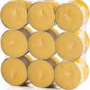 Tea Light Candles Colored Unscented Metallic Tin Cups Set of 18 Made in USA (Red)