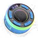 IPX7 Waterproof Shower Bluetooth Speaker, Portable Small Speaker with Suction Cup and Time Display, Loud Crystal Sound & Bass 10H Playtime 1100mAh, Wireless Shower Speakers for Pool, Beach Gift Blue