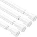 4 Pack Spring Tension Rods 28-43 Inches,5/8" Diameter White Spring Load Adjustable Expandable,Small Short Tension Curtain Rod for Windows,Kitchen,Doorway,Bathroom,Cupboard Bars