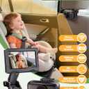 Wireless Baby Car Camera - 40 Hours Rechargeable Battery with Auto Sleep & Night Vision, 4.3'' 1080P HD Video Car Baby Monitor - 360 Rotating Rear Facing Back Seat Cam, Newborn Essential New Mom gift