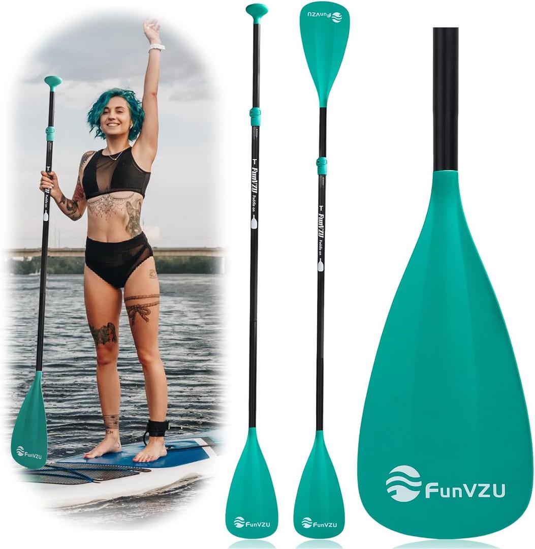 SUP Paddle, Stand Up Paddle Board Paddle Lightweight Adjustable 4-Piece Aluminium Kayak Paddles, Unique Lock Design Floating Alloy Shaft Paddle for Paddle Board (Lake Blue)