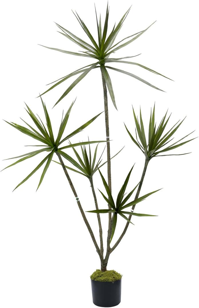 Dracaena Artificial Plant 5ft Faux Trees Indoor Faux Dracaena Tree Skinny | Floor Plant Tall Indoor Plant Tall Artificial Trees for Home Decor Indoor Office Living Room Patio Porch Decorations