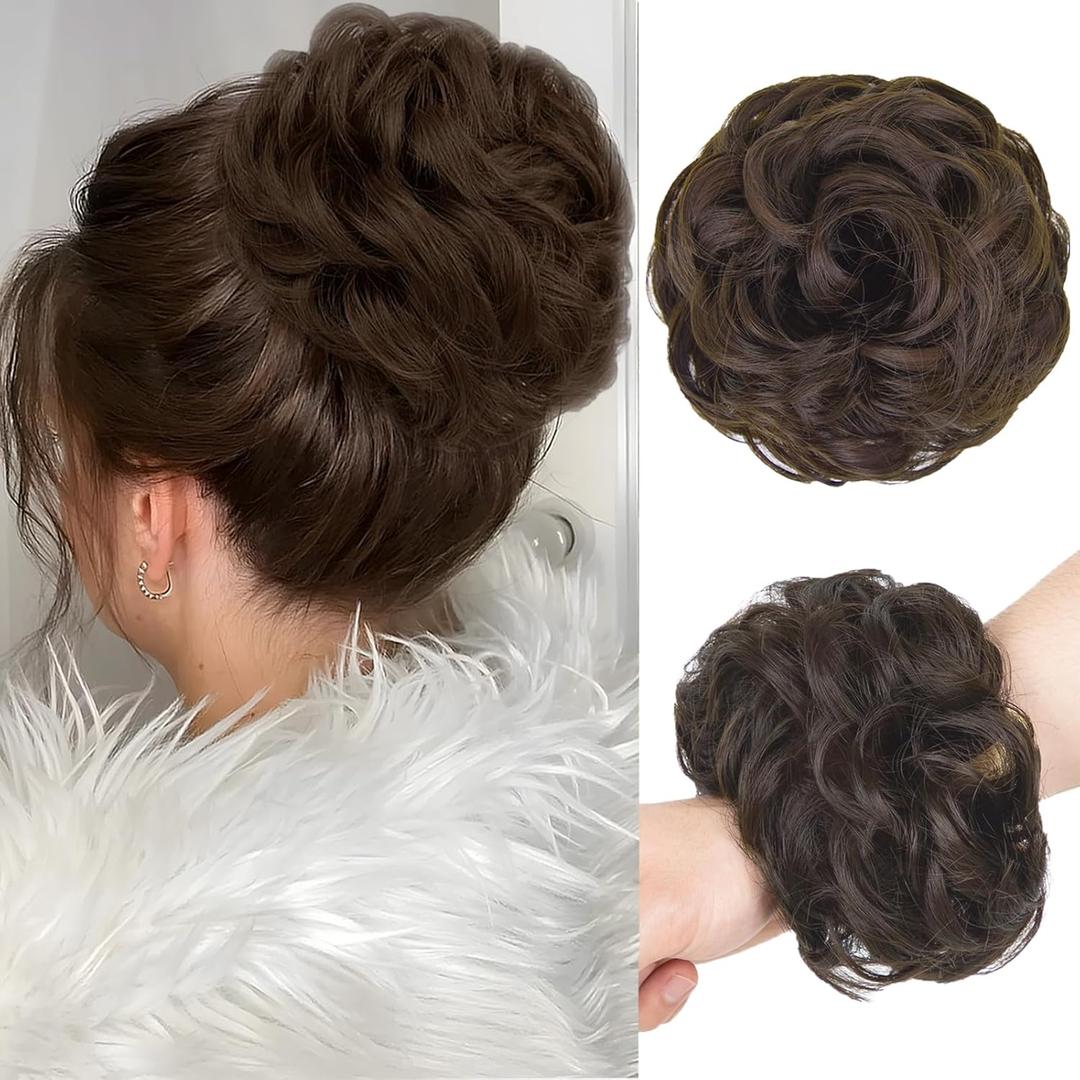 1PCS Messy Bun Hair Piece Wavy Curly Thick Updo Hairpiece Synthetic Chignon Hair Bun Scrunchies Extension for Women