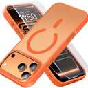 Stronger Magnetic & Shockproof for iPhone 17 Pro Case, Fit for MagSafe, Military-Grade Drop, with Screen Protector & Wrist Strap, Translucent Slim Phone case for iPhone 17 Pro Cover, Cosmic Orange