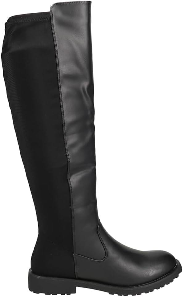 MIA Womens Talli Zippered Riding Casual Boots Over the Knee Low Heel 1-2" - Black (6)