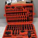 LLNDEI 1/4 & 3/8 Inch Drive Impact Socket Set, 186 Pieces Metric and Standard Full Sockets, CR-V Deep & Shallow Sockets Tool Set with Ratchet Wrench Handle, Spark Plug Socket, Bits for Mechanic (One Size)