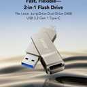 Lexar D40E 128GB Dual USB 3.2 Gen 1 Type-C Jump Drive, USB-C Flash Metal Housing Swivel Design Thumb Drive (Champagne Silver)