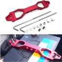 Battery Hold Down Sets, Automotive Crossbar Holder Lock Mount with Galvanized Iron J Bolts, Billet Aluminum Alloy Car Battery Tie Down Bracket, Car Accessories for Most Vehicles (Red)