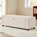 Ottoman with Storage,Upholstered Tufted Bench with Safety Hinge,Holds up to 350 lb,Entryway Bench with Seating for Bedroom, Living Room,Linen Beige