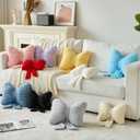 Bow Pillow, Decorative Bow Pillows with Soft Plush for Couch Bed, Bow Shaped Throw Pillow Room Decor for Bedroom, Bow Decorative Pillow for Living Room (Blue, Small-12 Inches)