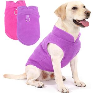 2 Pack XXXL Dog Sweater, Fleece Dog Sweaters for Large with Leash Ring Winter Warm Pet Sweater Thick Clothes Pullover Dog Sweatshirt Coat,XXXL,Pink,Purple