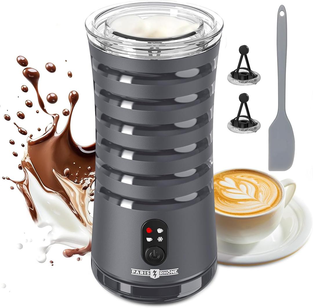 Milk Frother, Paris Rhne 4-in-1 Milk Steamer and Frother, Hot & Cold Foam Milk Warmer with Temperature Control, Gray