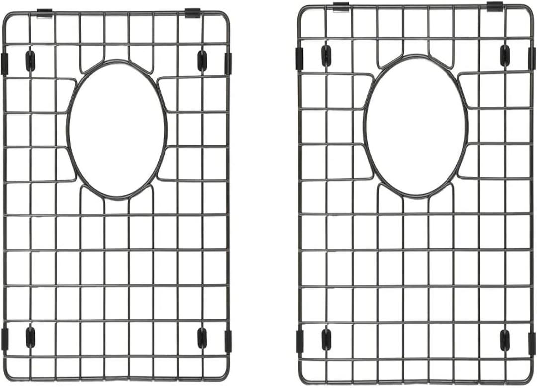 Starstar 50/50 Double Bowl Kitchen Sink Matte Black 304 Stainless Steel Bottom Two Grids (15 x 13)