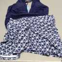 Yonique 2 Piece Swimsuits for Women Halter Tankini Top with Skirt Bottom Tummy Control Bathing Suit (Large, Navy Blue)