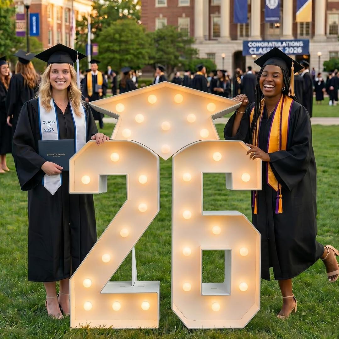 Graduation Decorations 2026 Party Numbers: 5.5FT Graduation Decorations Class of 2026 - Large Marquee Numbers 26 for Kindergarten Preschool High School