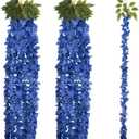 12PCS Royal Blue Wisteria Hanging Flowers 6.4FT Artificial Hanging Wisteria Flowers for Decoration for Wedding Arch, Backdrop, Garden Party Decor (Royal Blue)