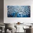 SSNEEKNDG Blue Tree of Life Wall Art for Bedroom White Flower Tree Large Artwork for Living Room Office Kitchen Modern Aesthetic Pictures Canvas Prints 20"x40"