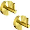 AZW Towel Hooks for Bathrooms, 2 Pack Heavy Duty Stainless Steel Hand Towel Holder Wall Mount Coat Rack Shower Bath Robe Hook Door Hanger for Kitchen Bedroom Hotel(Brushed Brass Gold)