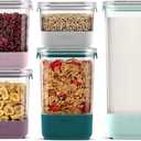Ello Airtight Food Storage Plastic Canisters with Non-Slip Base Locking Lids and Labels for Kitchen and Pantry Organization Perfect for Sugar, Cereal, Pasta | Set of 5 Mixed Set | Garden Goals