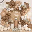 Ouddy Life 157 Pcs Brown Balloons Garland Arch Kit, Beige Nude Neutral White Gold Confetti Different Size Balloon for Birthday Teddy Bear Baby Shower Neutral Woodland Wild One Wedding Party Decoration