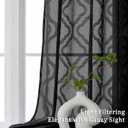 2 x Lecloud Wasa Black Sheer Curtains 63 Inch Length 2 Panels, Classic Solid Jacquard Textured Bedroom Curtains, Light Filtering & Lightweight Gauzy Window Curtain for Living Room, 42 W x 63 L