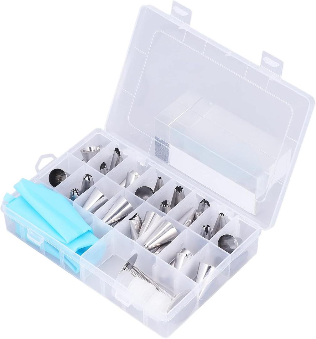 Piping Tips 32 Pieces Food Grade Stainless Steel, Cupcake Decorating Kit for Easy Cake and Cupcake Decoration, Frosting Tools for DIY Production and Repeated Use