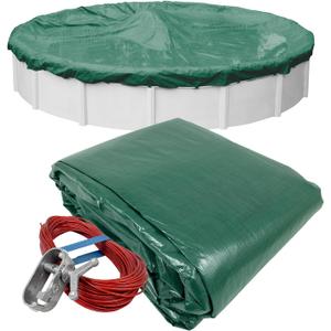 Robelle 15 ft Professional Green Winter Pool Cover for Above Ground Pools, 4 ft Overlap (19 ft Cover Size), Solid 12 x 12 Scrim, 3.7 oz/yd2