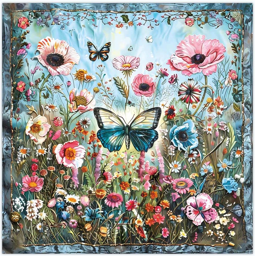 Butterfly in Bloom Puzzles for Adults 1000 Piece,27.5 x 19.7in | Challenging Jigsaw Puzzles for Family Game Night,HD Poster,Thick Pieces with Matte Finish,Puzzle with Letters on Back Games