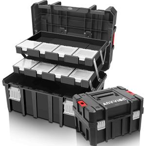 Anyyion Tool Box, 3-Tiers Multi-Function Storage Portable Toolbox Organizer, Stackable.