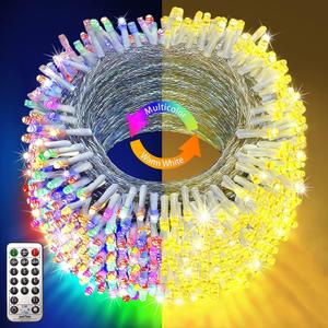KNONEW 403ft 1000 LED Christmas Lights Color Changing String Lights Outdoor with 11 Modes for Xmas Tree Trunk Yard Porch Outdoor Wedding Party Decorations (Warm White to Multicolor)