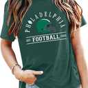 FAYALEQ Football Shirts for Women, Game Day Tshirt Football Outfits Sports Team Fan Gift Tee Shirt (Green, S)