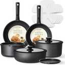 CAROTE 15pcs Pots and Pans Set Non Stick, Cookware Sets, Kitchen Set, Oven/Dishwasher/Fridge Safe, Space Saving Pots Set, Nonstick Set with Versatile Detachable Handle, Induction RV Set (Midnight Black)