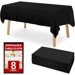8 Pack Black Plastic Table Cloths Disposable54 x 108 Inches Plastic Table Cover for Rectangle TablesDisposable Tablecloth for DinningPartiesBBQWeddingOutdoor