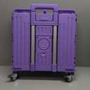Folding Utility Cart Portable Rolling Crate Handcart Shopping Trolley Collapsible Tool Box, with Lid, Basket on 4 Rotate Wheels, for Grocery, Shopping, Office, Storage, Teacher (Purple)