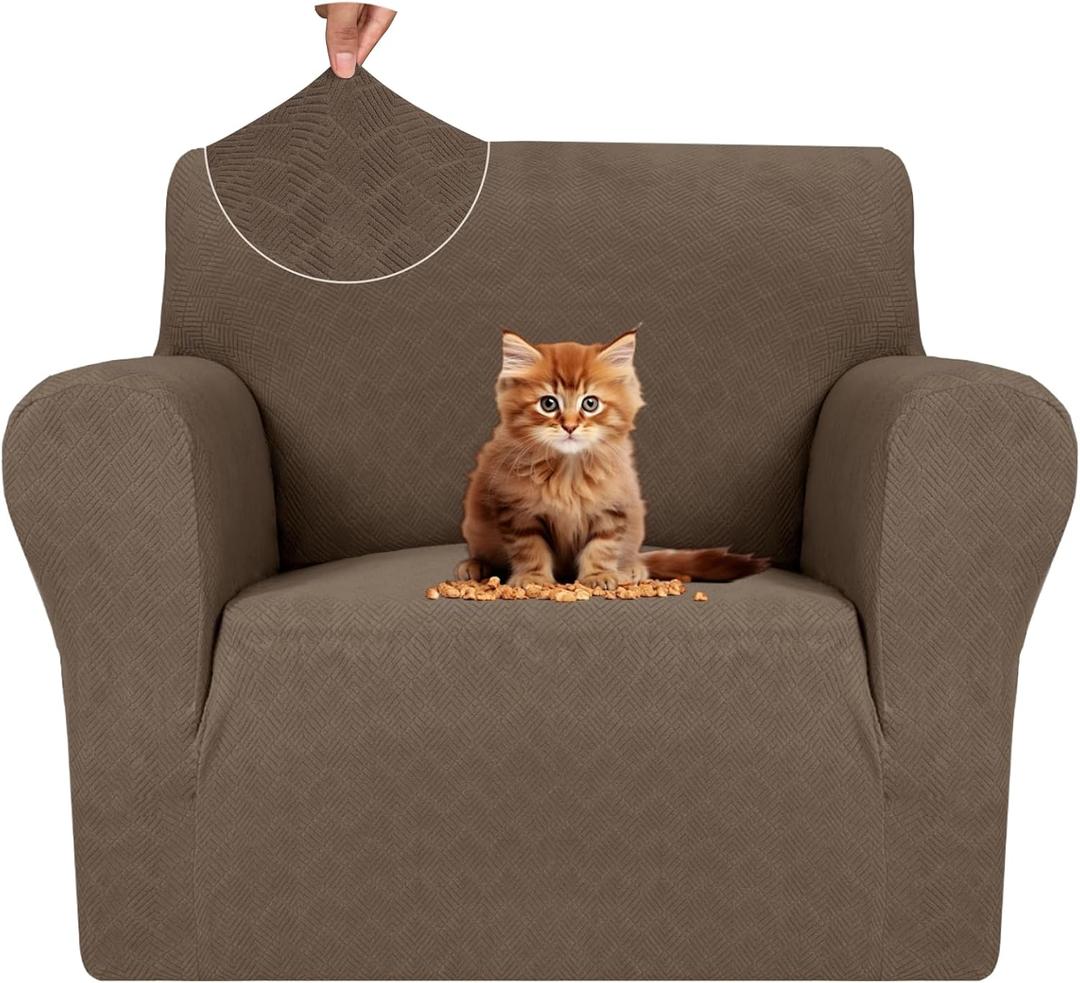 MAXIJIN Chair Covers for Living Room 1 Piece Stretch Sofa Chair Slipcovers with Arms (31"-46") Furniture Protector for Dog Pet Couch Armchair Cover (Chair, Diamond Pattern Brown)