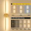Battery Operated Wall Sconces Set of 2, 8000mAh Wireless Rechargeable 3000-6000K Dimmable 350 Rotate Wall Light with Remote for Living Room, Bedroom 31.6in Gold