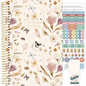 bloom daily planners 2025-2026 Academic Year Daily Planner (July 2025 - July 2026) - Weekly & Monthly Calendar Agenda Organizer Book with Stickers & Bookmark - 5.5" x 8.25" - Butterfly Garden (Beige)